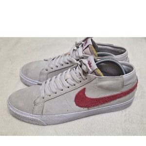 NIKE SB ZOOM BLAZER CHUKKA SHOES ATHLETIC STREET CASUAL GREY RED SUEDE SIZE 10.5